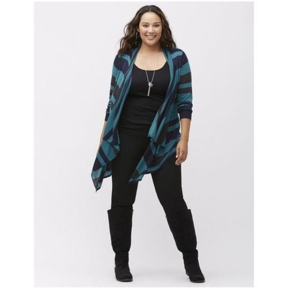LANE BRYANT Stripe Draped Cardigan Sweater sz 14/16 Women's Plus - Picture 7 of 7